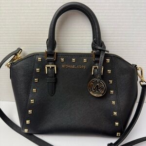 Michael Kors Black Satchel with Gold Accents